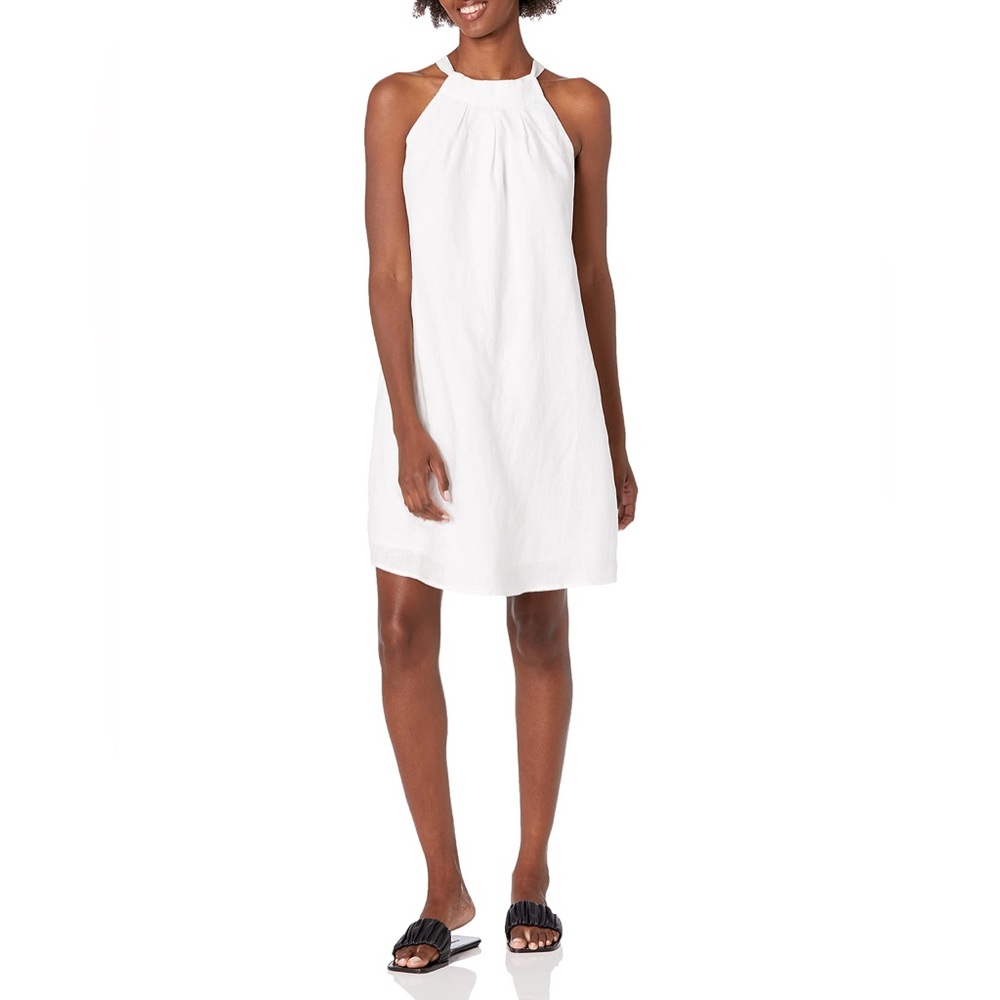 28 Palms White Linen Halter Dress in XS